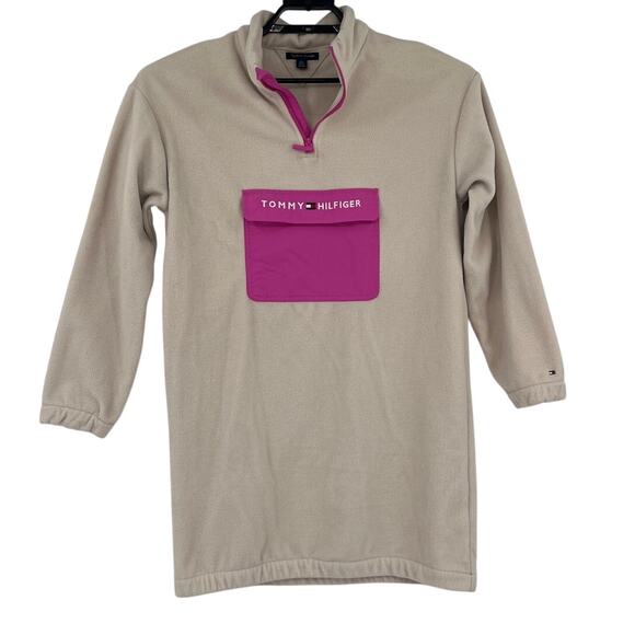 Tommy Hilfiger Y2K Fleece 1/4 Zip Pullover Womens Top Sz XL Preppy Logo Cozy - Picture 1 of 11